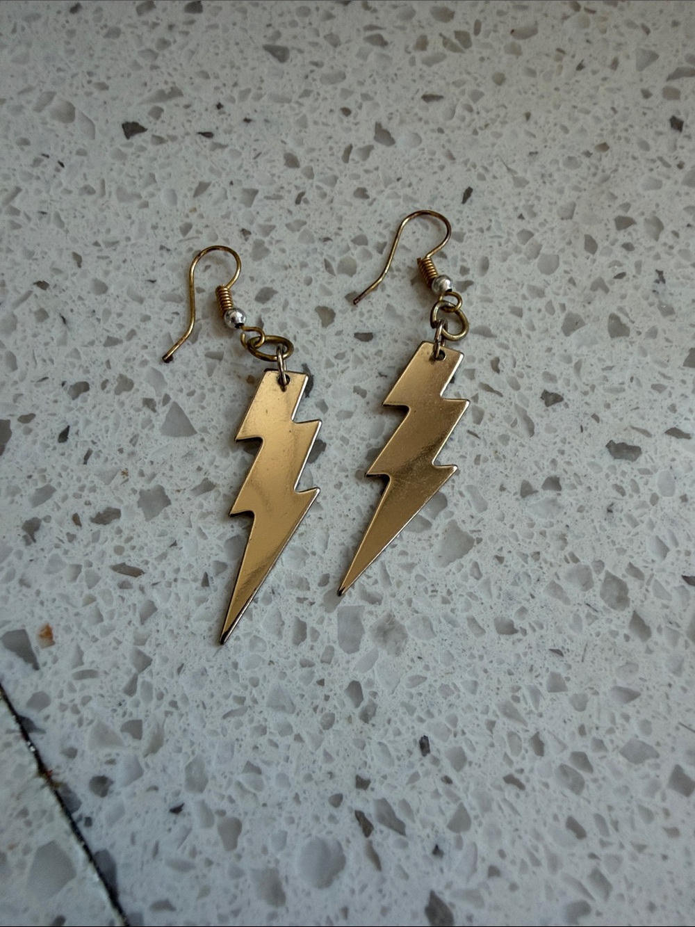 Gold Lightning Bolt Dangle Earrings
